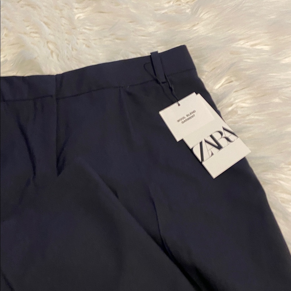Zara Wool Blend Elegant Black Trousers size M inseam 32” waist 32” brand new - Picture 8 of 8